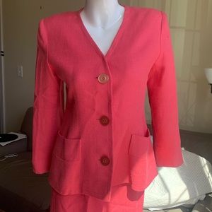 GIVENCHY 80’s PINK SUIT COUTURE RUNWAY CORAL SKIRT SUIT